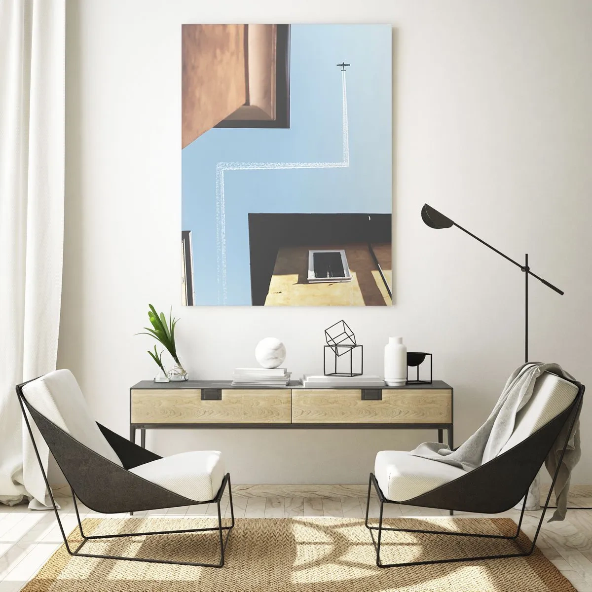 Schilderen op glas - Boven het doolhof van de stad - 80x120 cm