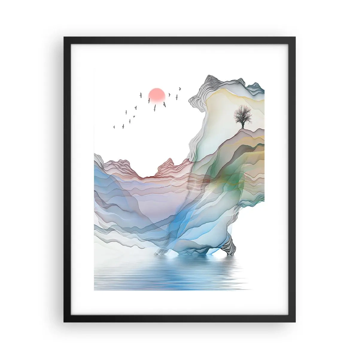 Poster in een zwarte lijst - Op weg naar de kristallen bergen - 40x50 cm