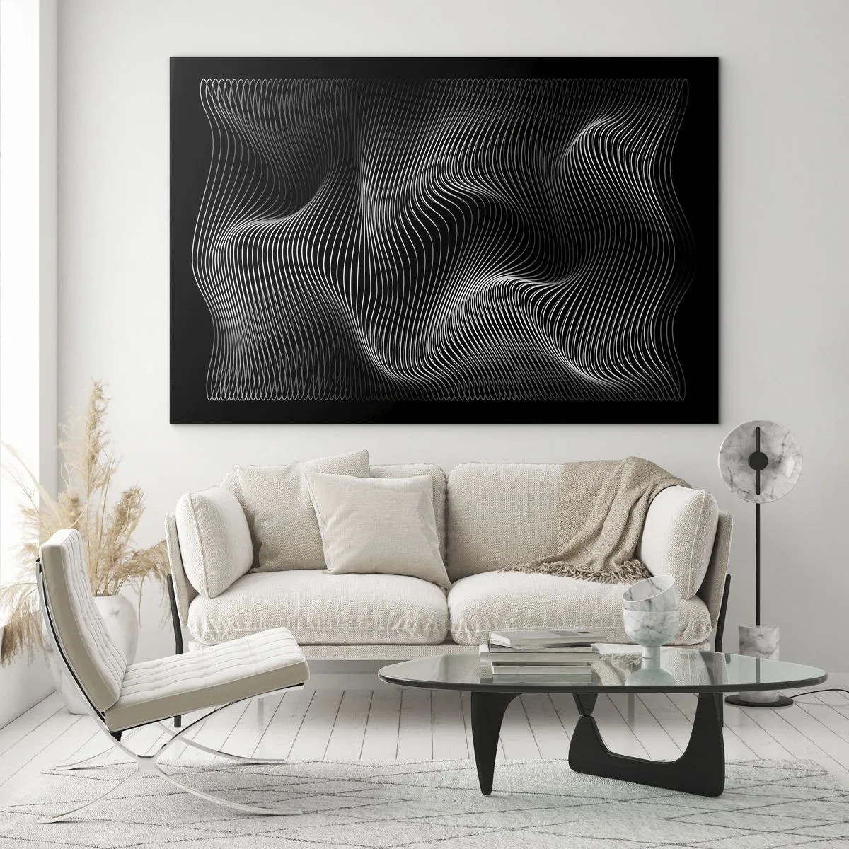 Schilderen op glas - Dans van licht in de ruimte - 120x80 cm