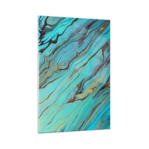 Schilderen op glas - Turquoise vloed - 70x100 cm