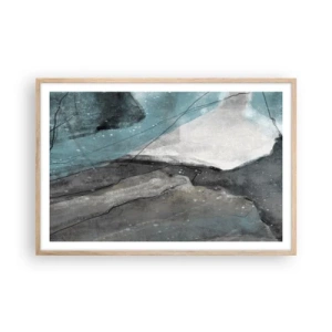 Een poster in een licht eiken lijst - Abstractie: rotsen en ijs - 91x61 cm