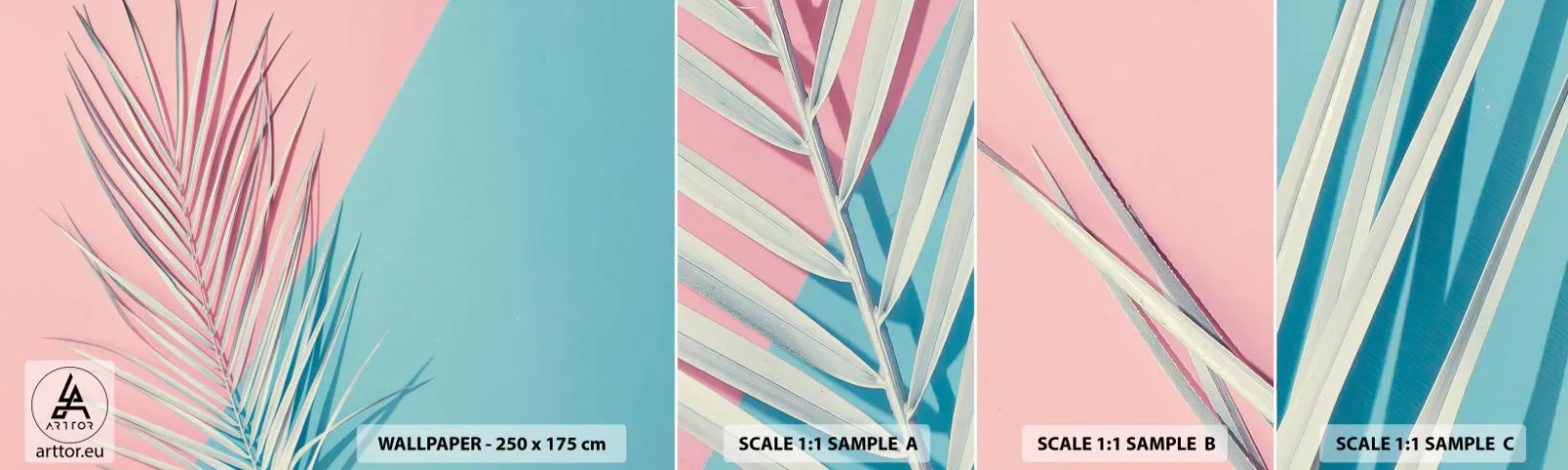 Fotobehang Monster Zelfklevend Deluxe Sticker - Tropische impressie - Palmblad, Abstractie, Grafisch - 100x30 cm