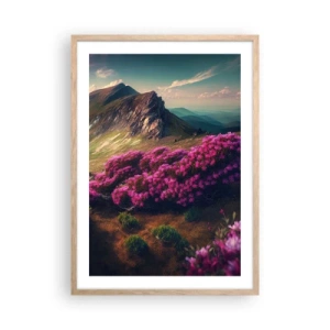 Een poster in een licht eiken lijst - Zomer in de bergen - 50x70 cm