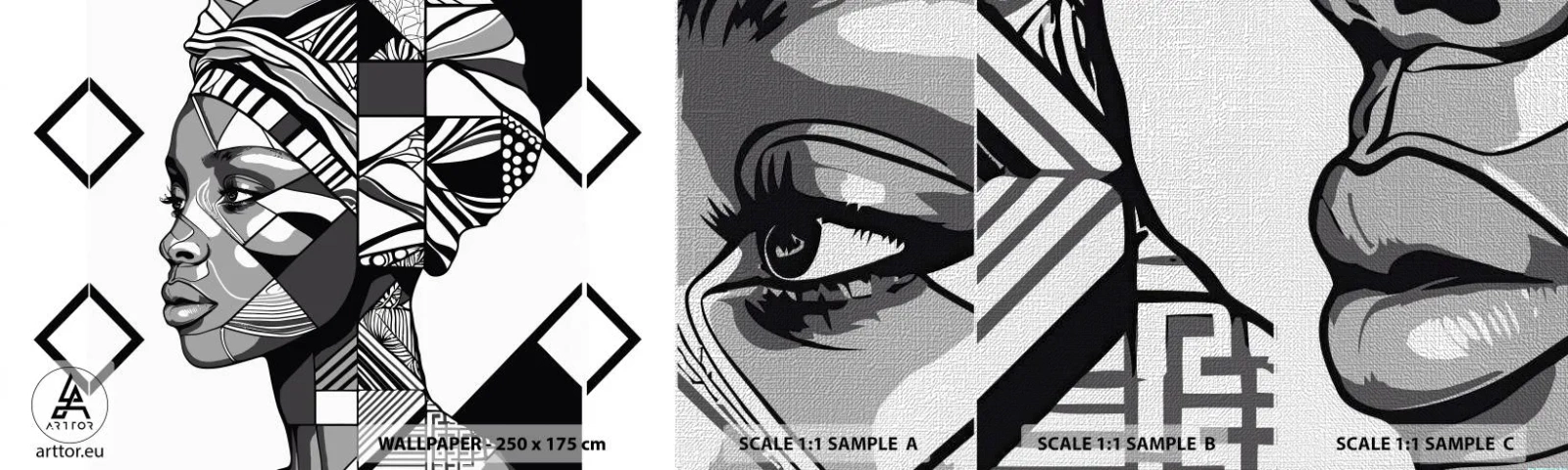 Fotobehang Monster Premium Canvas - Etnisch portret - Portret, Afro-Amerikaans, Tulband - 100x30 cm