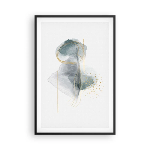 Poster in een zwarte lijst - Over de relatie tussen grijs en goud - 61x91 cm