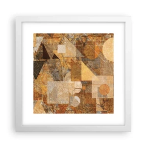 Poster in een witte lijst - Een kubistische studie van brons - 30x30 cm