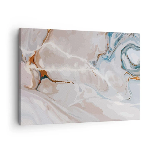 Schilderen op canvas - Abstract patroon in tinten wit en blauw - 70x50cm - Blauw kronkelt onder het wit - Moderne wanddecoratie voor woonkamer en slaapkamer ARTTOR