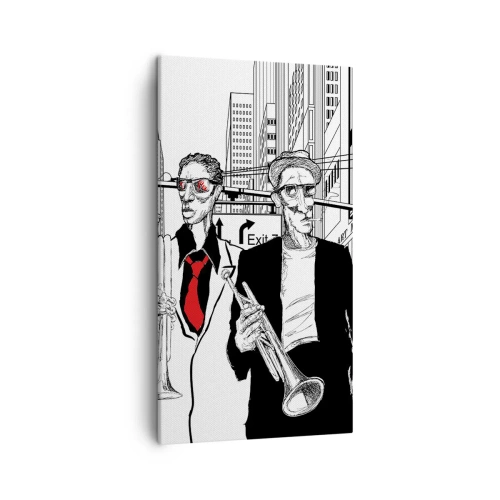 Schilderen op canvas - Urban rapsodie in zwart en rood - 45x80 cm