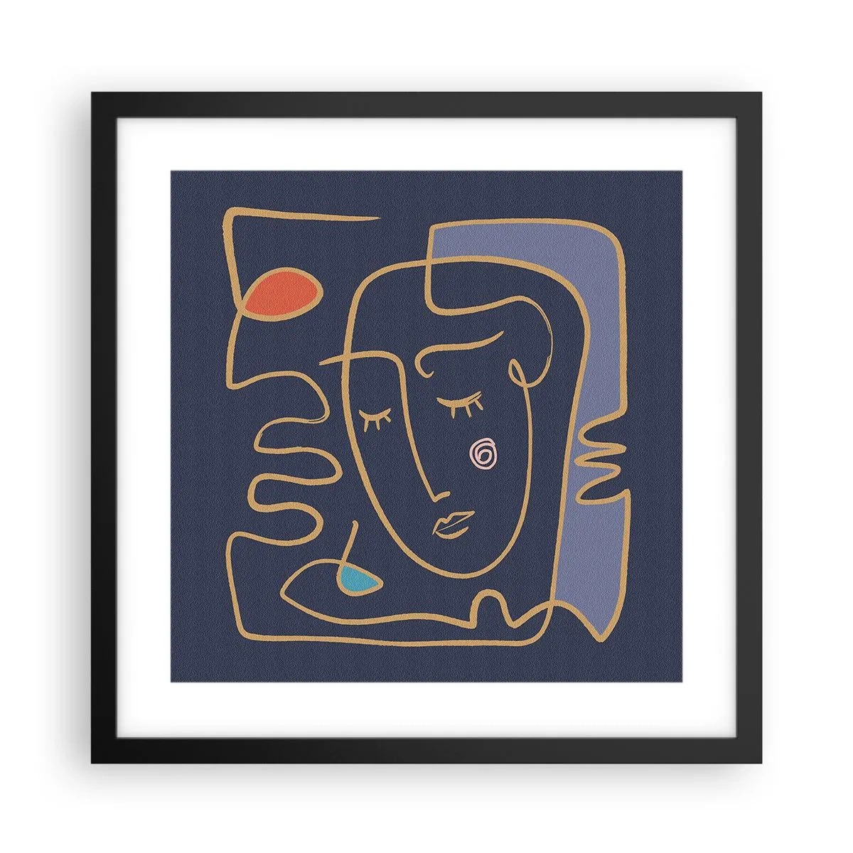 Poster in een zwarte lijst - In nadenken - 40x40 cm