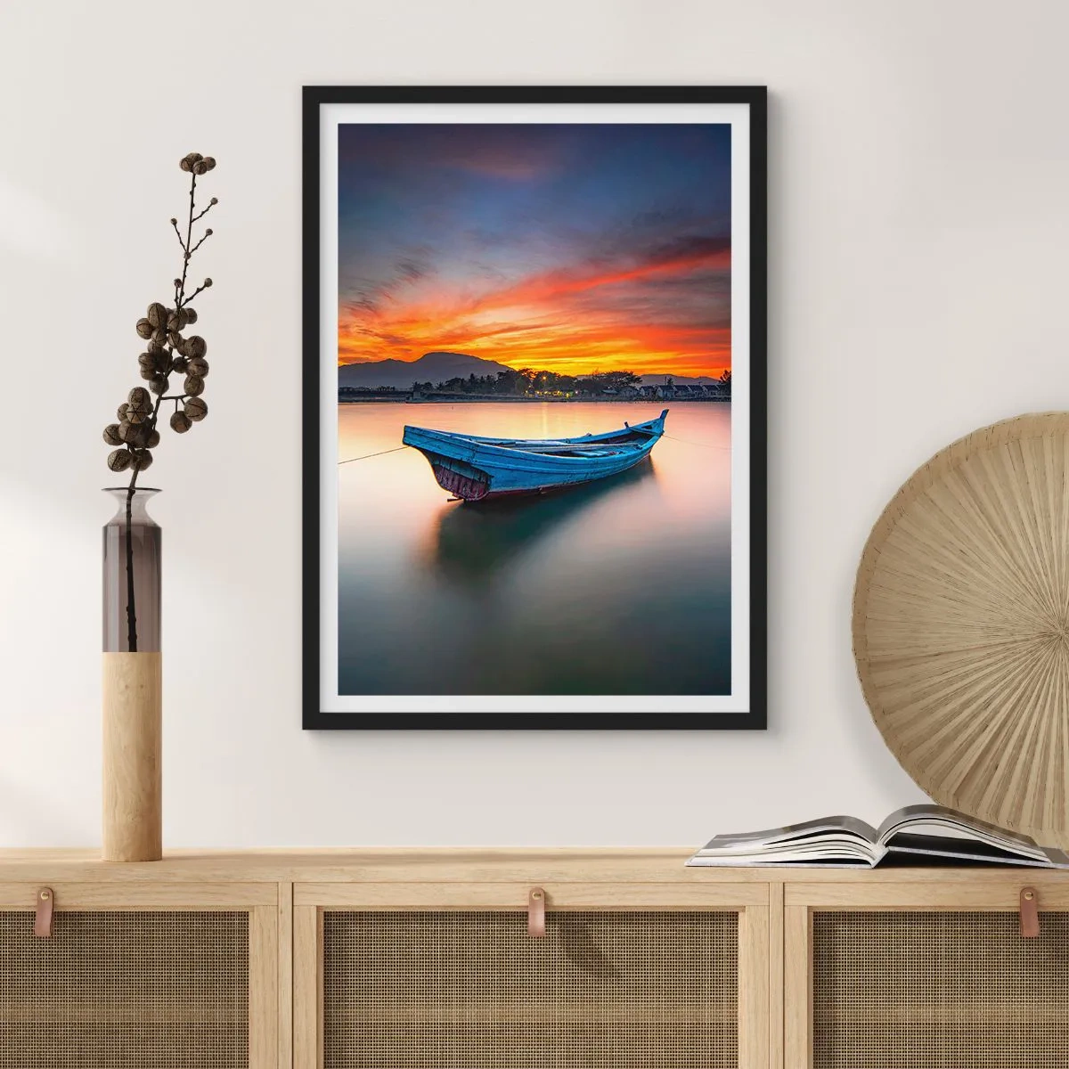 Poster in een zwarte lijst - Een goede nacht komt eraan - 30x40 cm