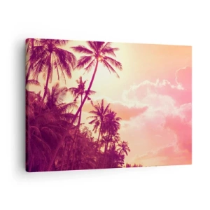 Schilderen op canvas - Palmbomen verlicht door de ondergaande zon aan een tropische hemel - 70x50cm - Je moet kiezen - Moderne wanddecoratie voor woonkamer en slaapkamer ARTTOR