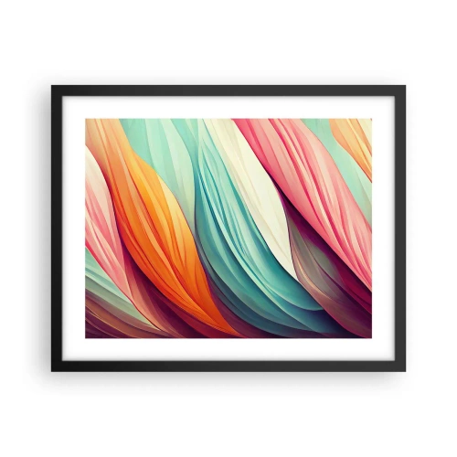 Poster in een zwarte lijst - Regenboog geweven - 50x40 cm