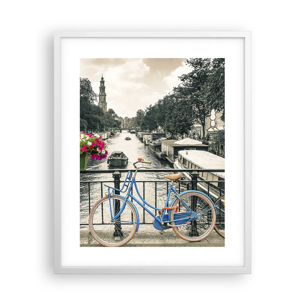 Poster in een witte lijst - De kleuren van de Amsterdamse straat - 40x50 cm