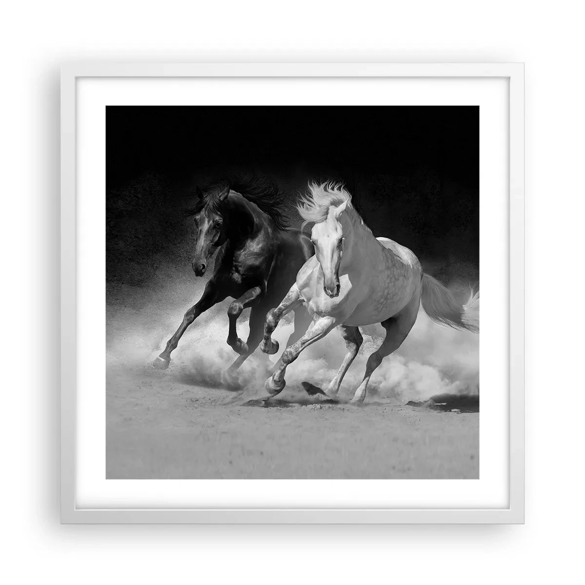 Poster in een witte lijst - Vrijheidsgalop - 50x50 cm