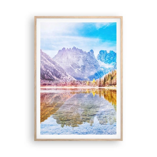 Een poster in een licht eiken lijst - En het is al herfst in de bergen - 70x100 cm