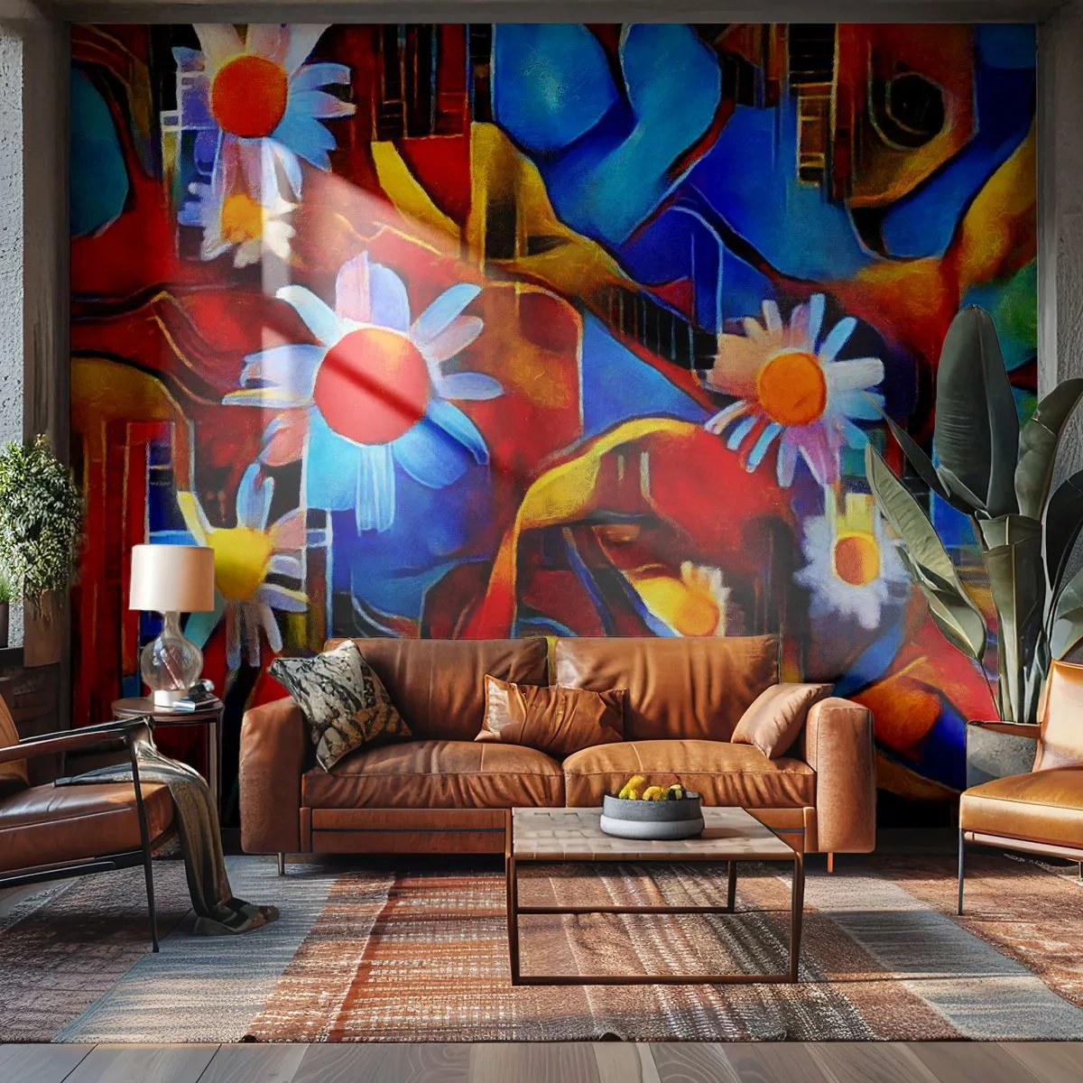 Fotobehang Premium Canvas - De kleuren van het leven - Abstractie, Kubisme, Deel - 350x256 cm