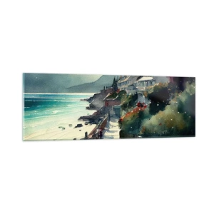 Schilderen op glas - Mediterrane stad - 90x30 cm