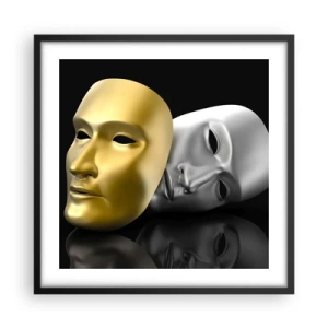 Poster in een zwarte lijst - Het leven is theater - 50x50 cm