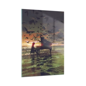 Schilderen op glas - Concert voor piano en golven - 50x70 cm