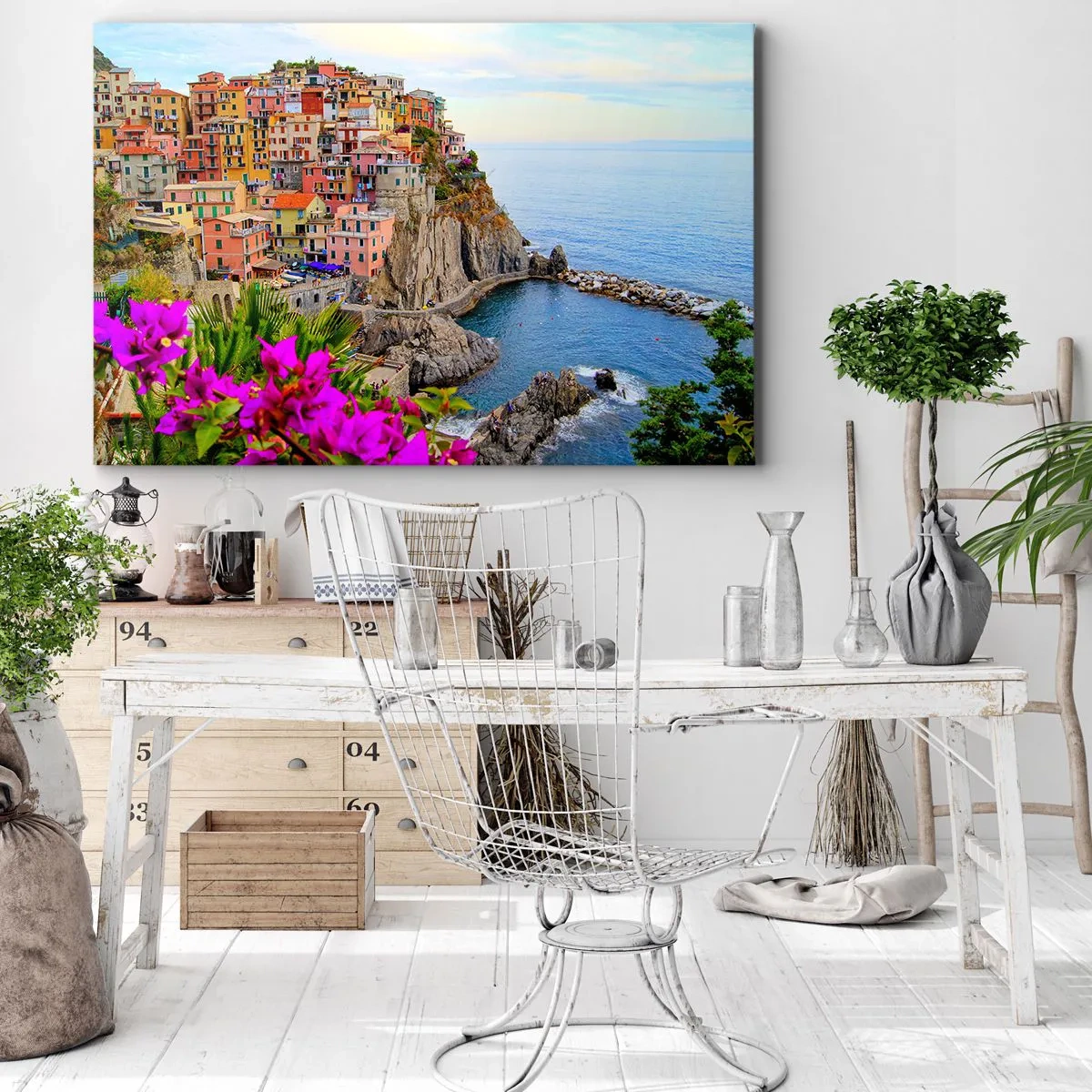 Schilderen op canvas - Lachende stad - 100x70 cm