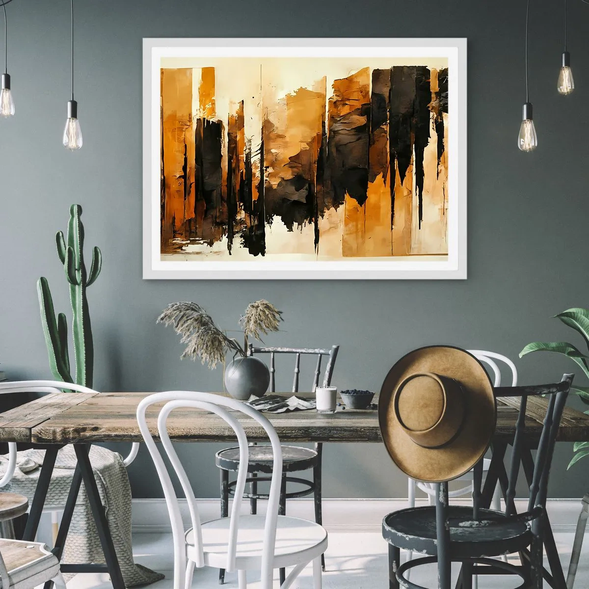 Poster in een witte lijst - Harmonie van zwart en goud - 40x30 cm