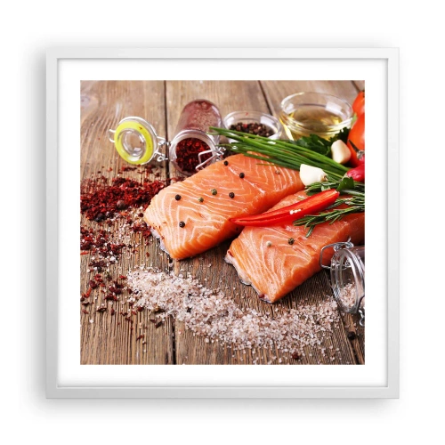 Poster in een witte lijst - Noors avontuur in de keuken - 50x50 cm