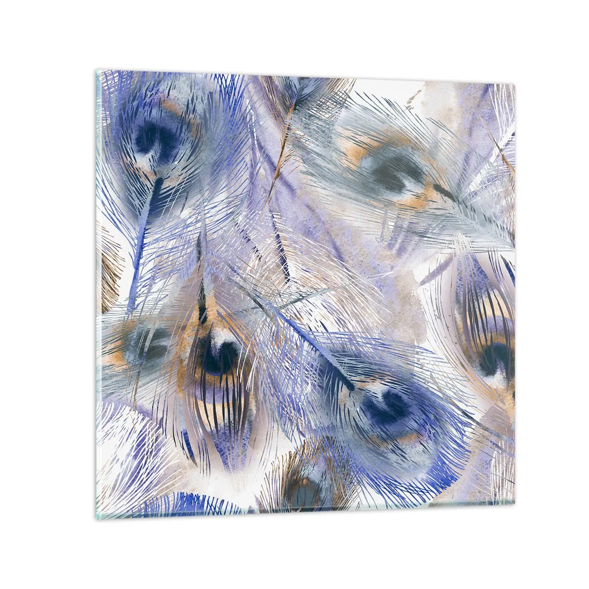 Schilderen op glas - Pauwenogen compositie - 30x30 cm