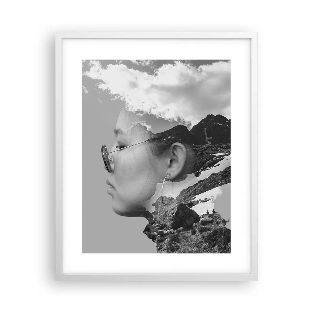 Poster in een witte lijst - Top en bewolkt portret - 40x50 cm