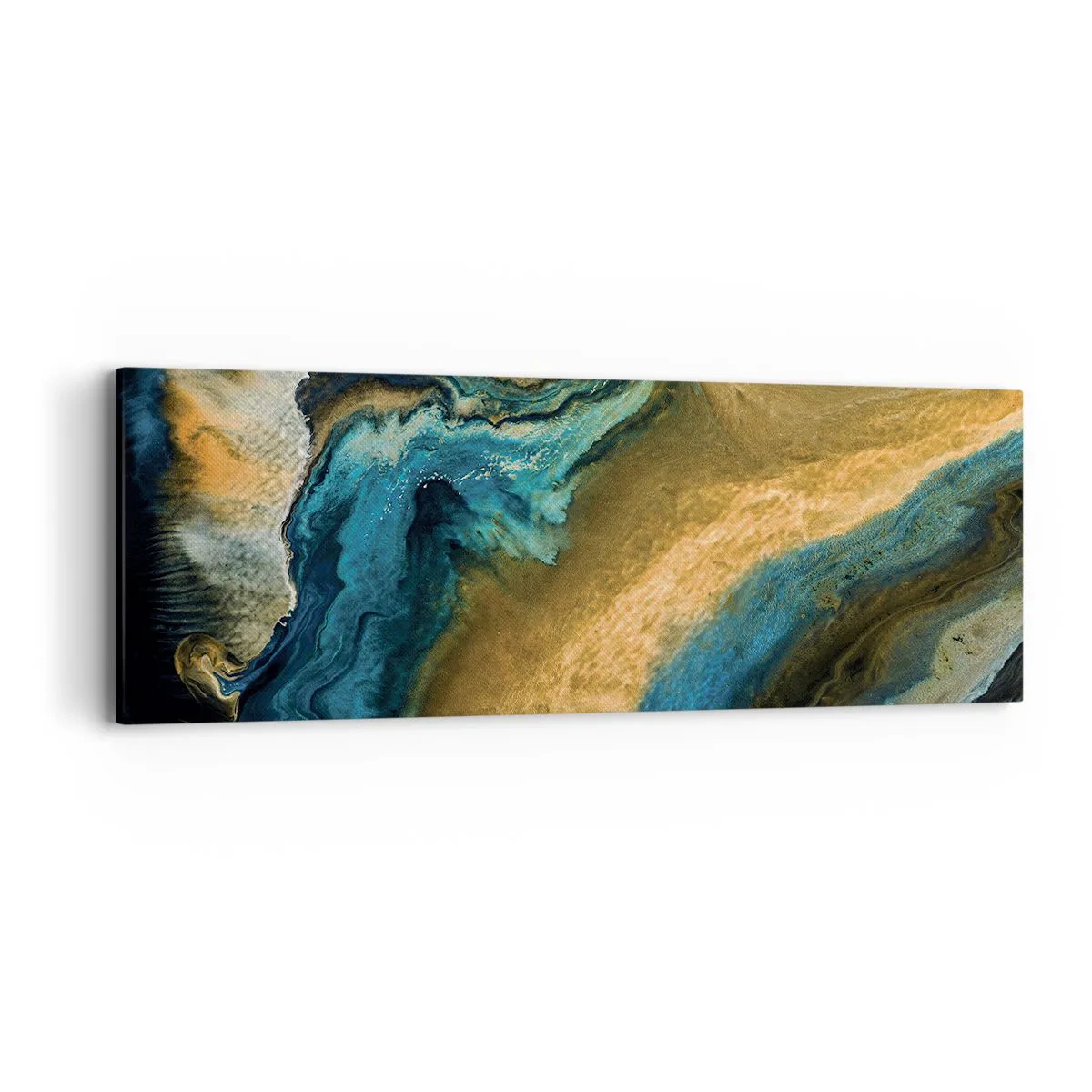Schilderen op canvas - Blauw - geel - wederzijdse invloeden - 90x30 cm