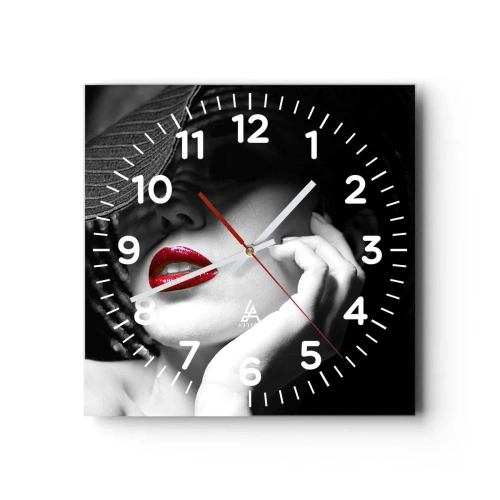 Wandklok - Klok - Een studie in scharlaken - 30x30 cm