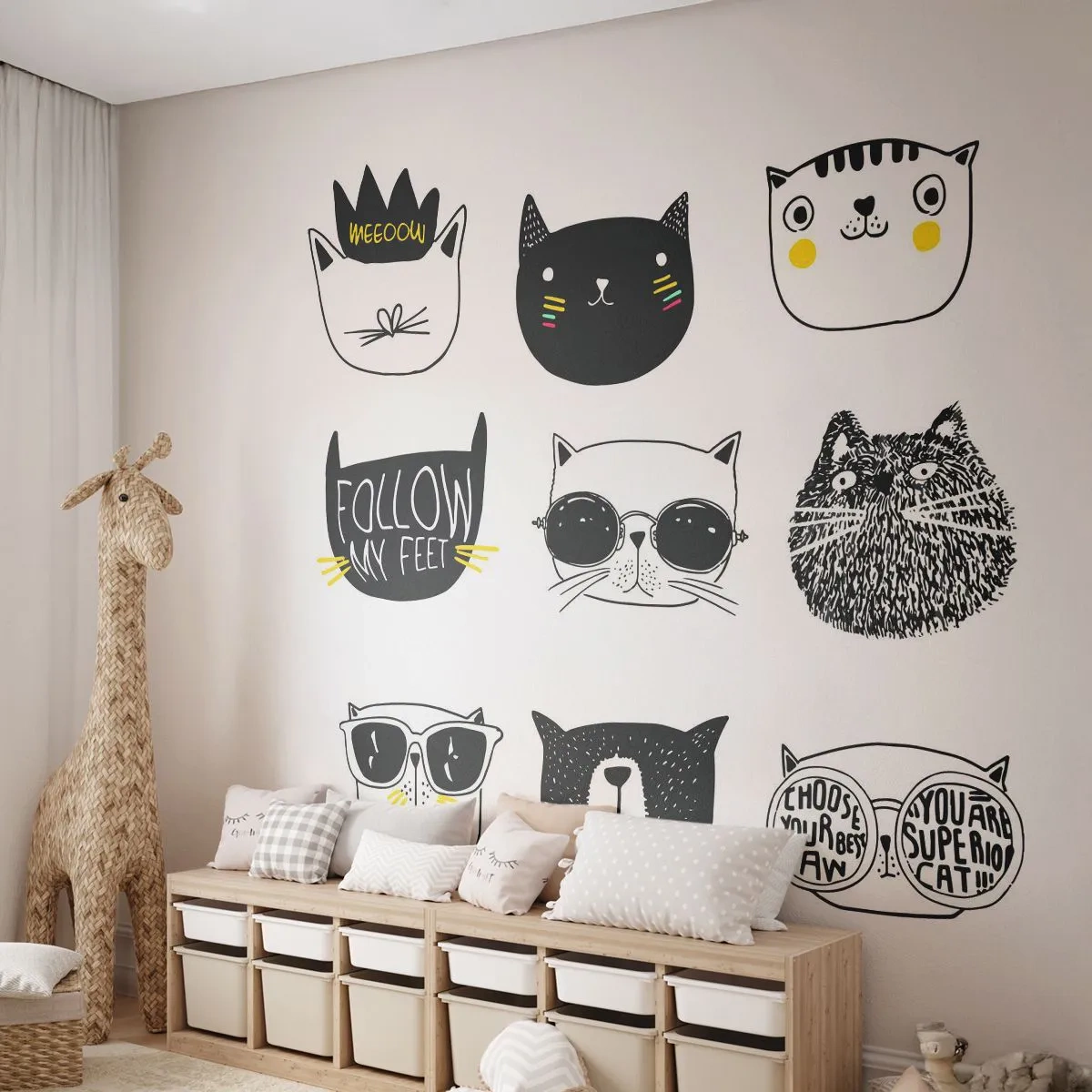 Zelfklevend Fotobehang Deluxe Sticker - Iedereen is anders - Kat, Illustratie, Grafisch - 250x175 cm