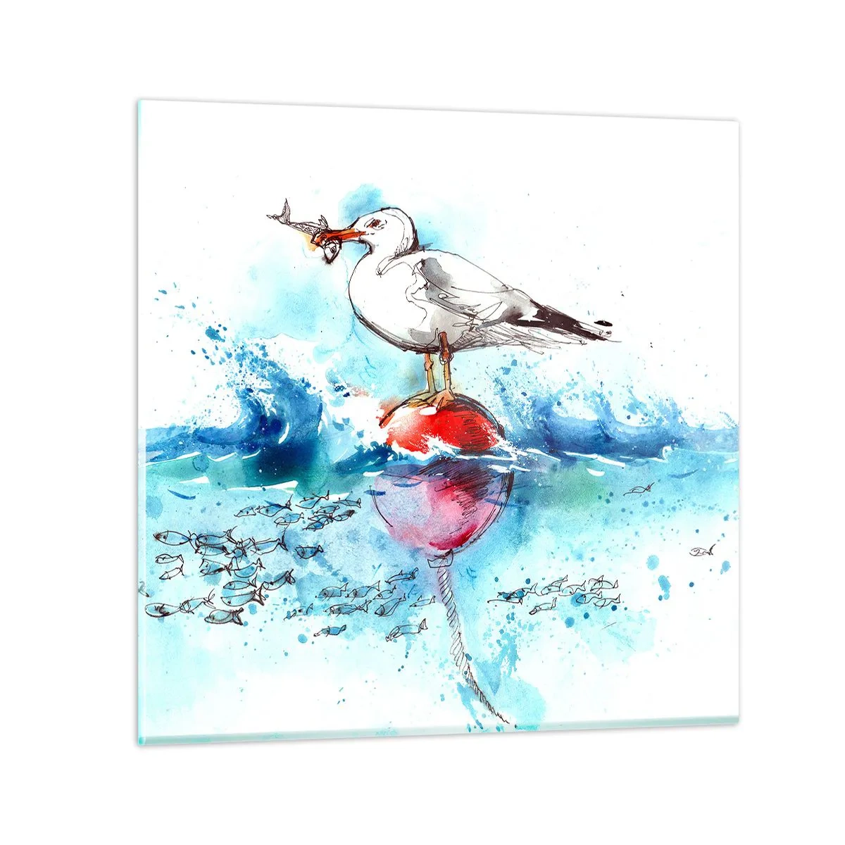 Schilderen op glas - Succesvolle vangst - 40x40 cm