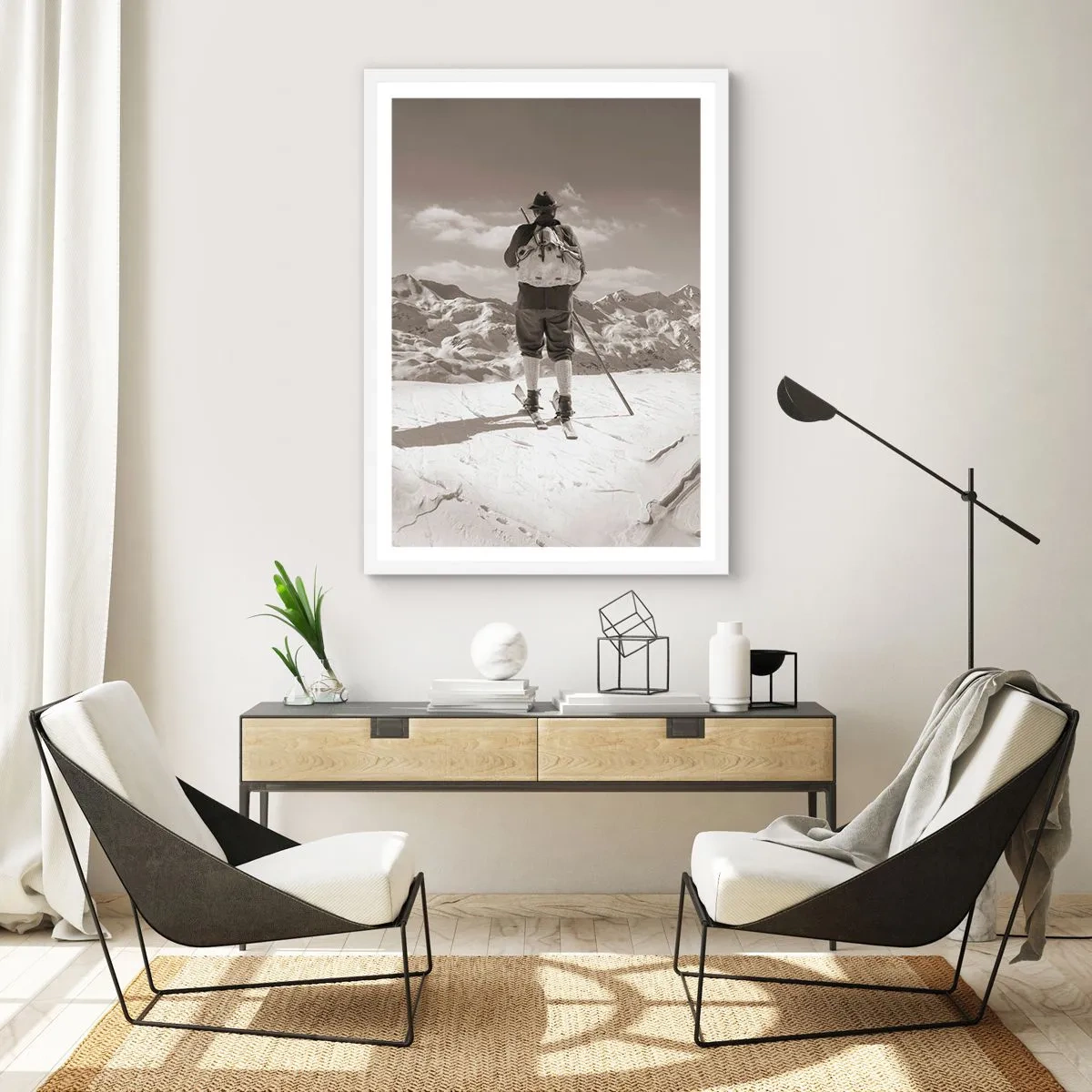 Poster in een witte lijst - En de bergen blijven onveranderd - 70x100 cm