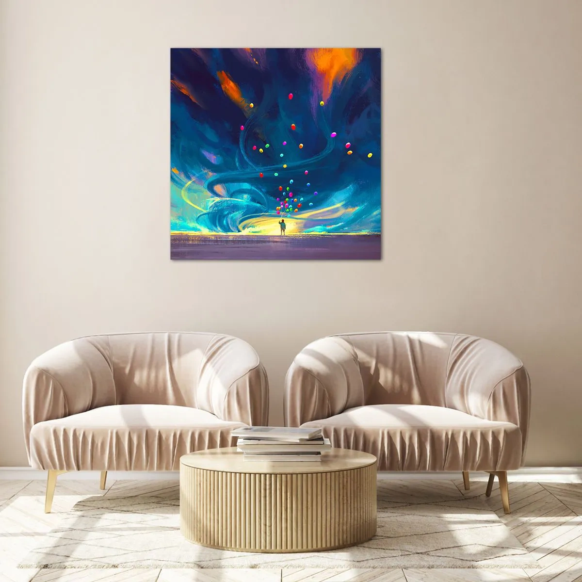 Schilderen op glas - Naar de blauwe wind - 50x50 cm