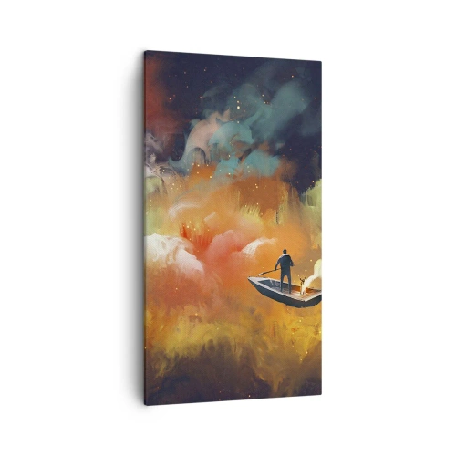 Schilderen op canvas - Met de boot door de sterrenstelsel - 45x80 cm