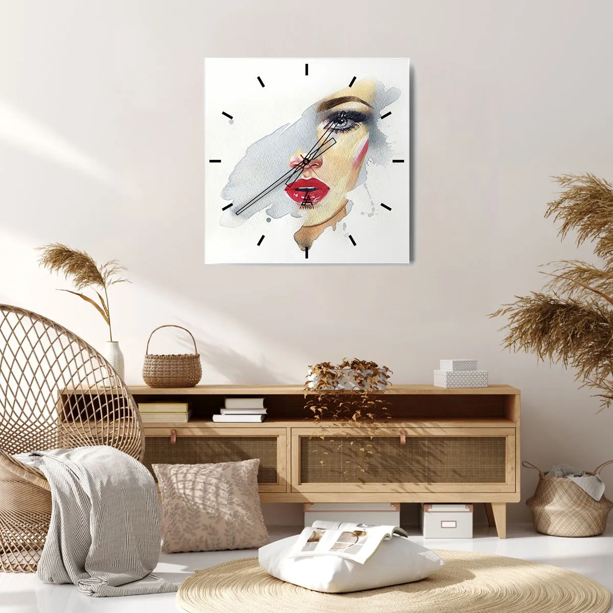 Wandklok - Klok - Weerspiegeld in een druppel water - 30x30 cm