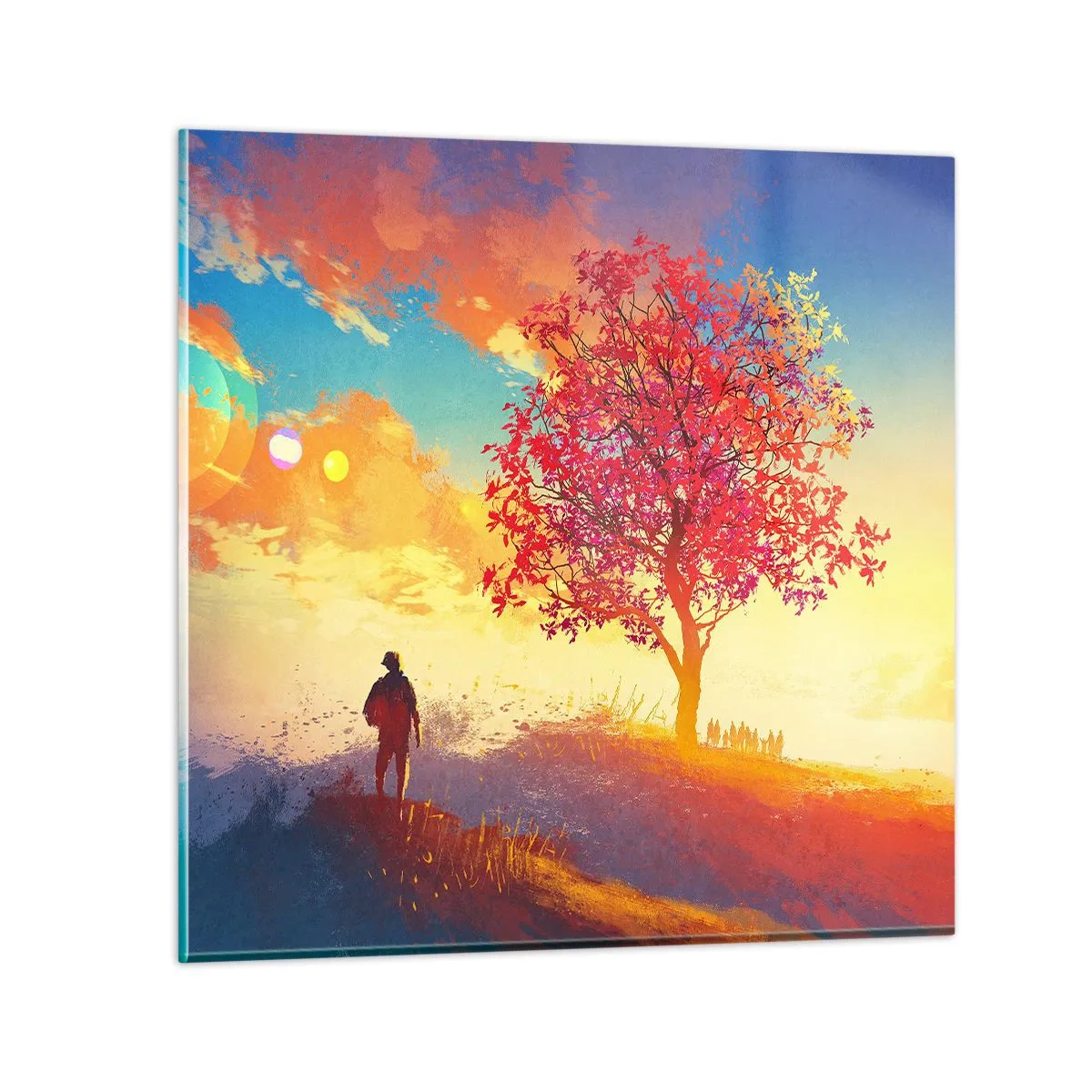 Schilderen op glas - Pelgrim bij de bestemming - 70x70 cm