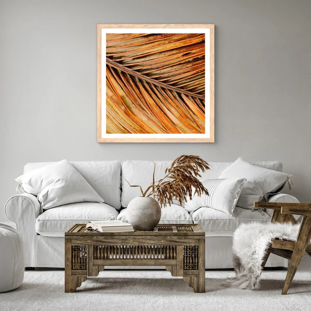 Een poster in een licht eiken lijst - Kokos goud - 40x40 cm