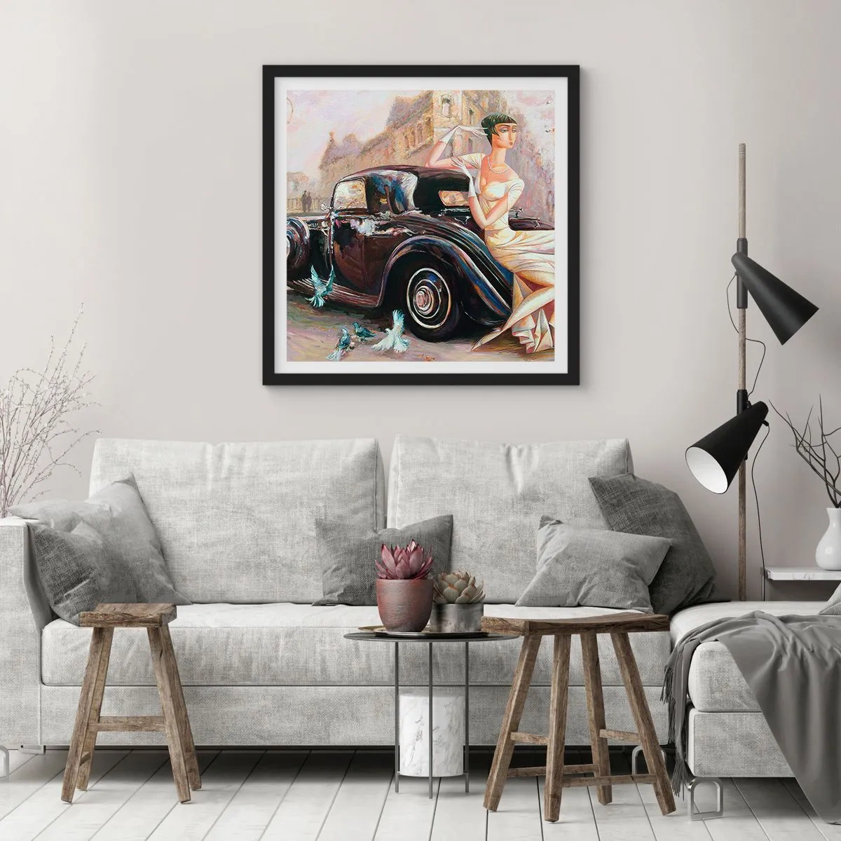 Poster in een zwarte lijst - Elegantie in retrostijl - 30x30 cm