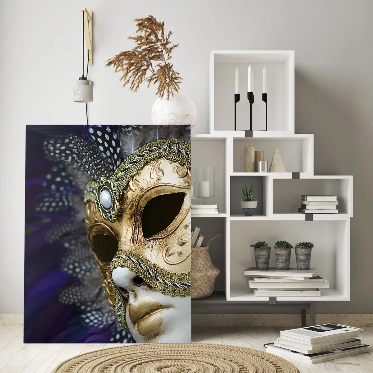 Schilderen op glas - Venetiaans portret in goud - 80x120 cm