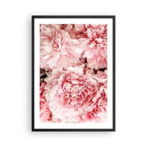 Poster in een zwarte lijst - Tere roze pioenrozen in volle bloei - 50x70cm - Roze droom - Moderne wanddecoratie voor woonkamer en slaapkamer ARTTOR