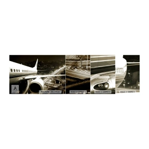 Fotobehang Monster Zelfklevend Deluxe Sticker - Vlieg de nacht in - Vliegtuig, Stad, Automobiel - 100x30 cm