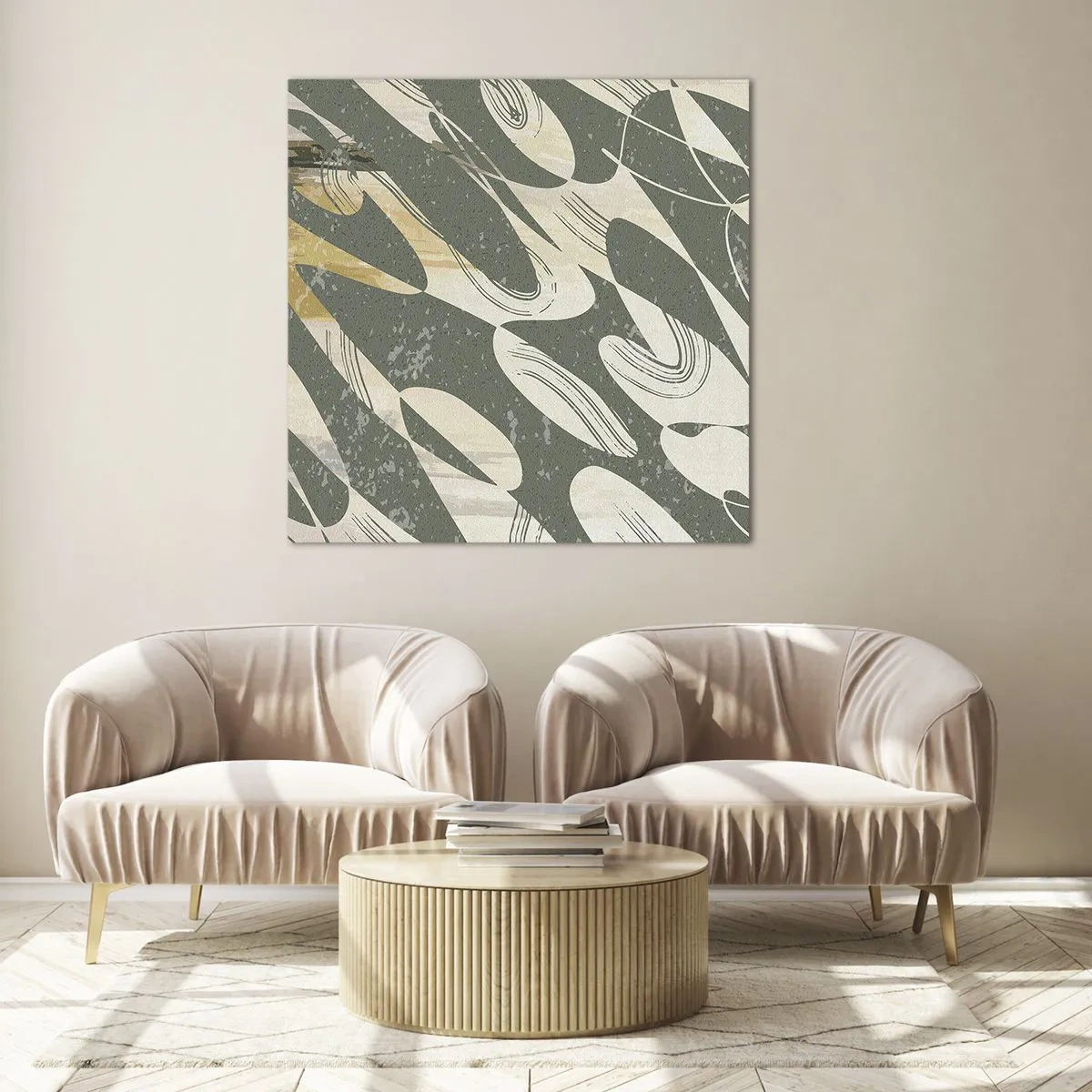 Schilderen op glas - Ritmische abstractie - 30x30 cm