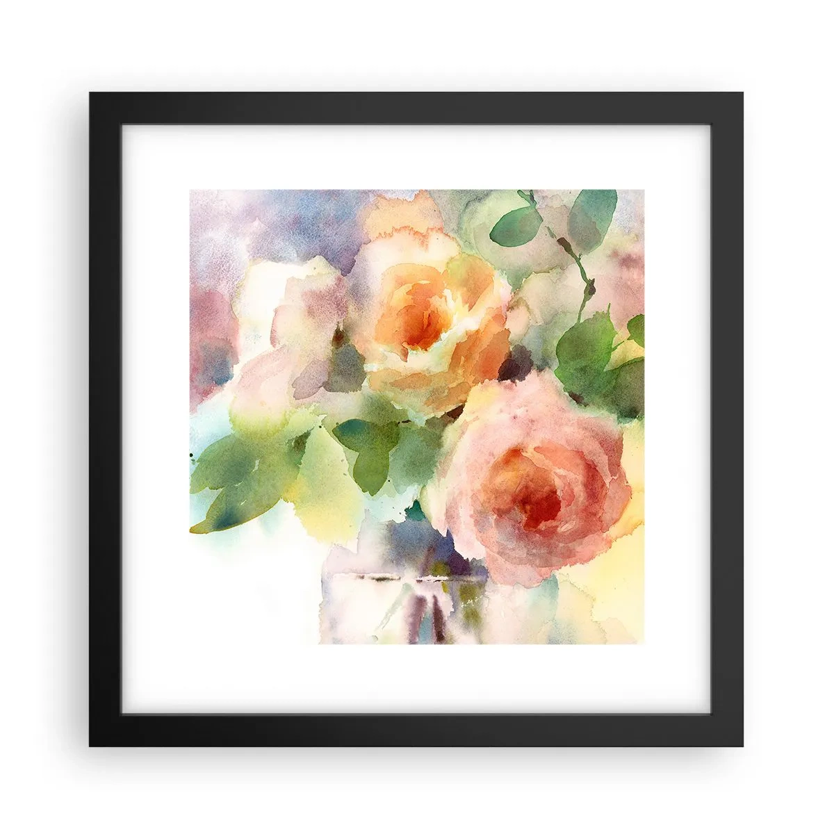Poster in een zwarte lijst - Delicaat als aquarel - 30x30 cm