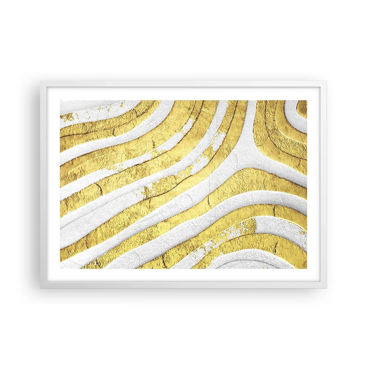 Poster in een witte lijst - Compositie in wit en goud - 70x50 cm