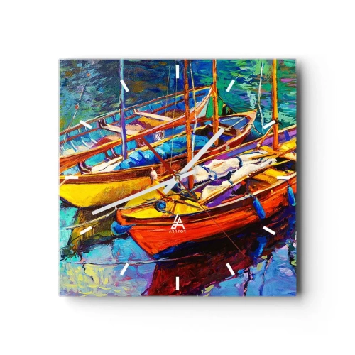 Wandklok - Klok - Op water vol met kleuren - 30x30 cm