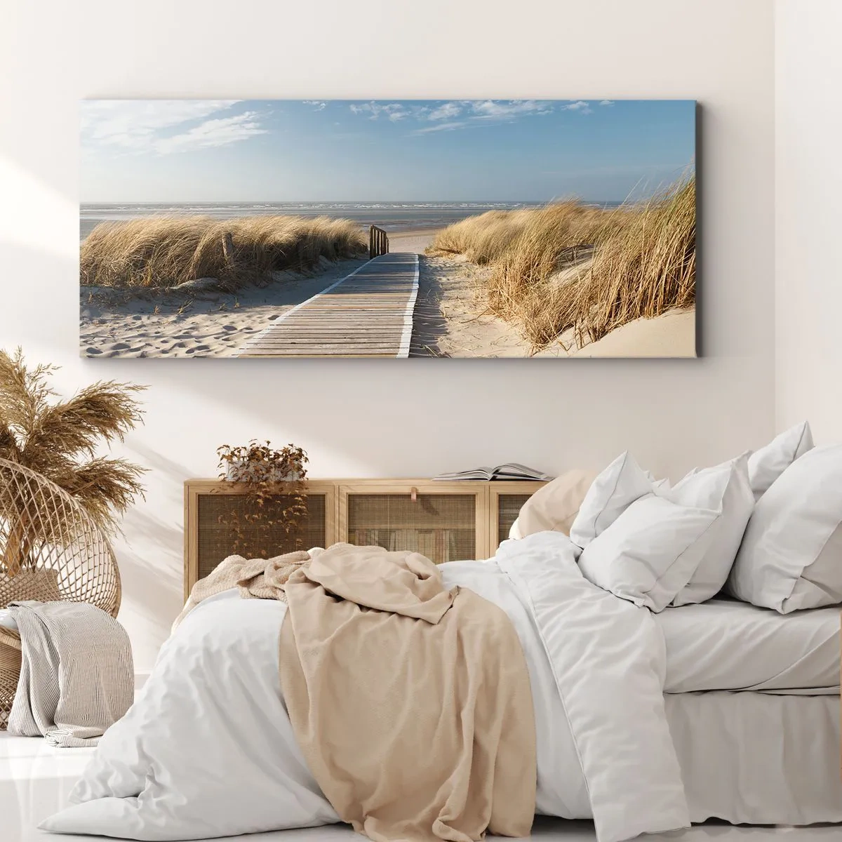 Schilderen op canvas - Achter het duin, in het ruisen van gras - 100x40 cm