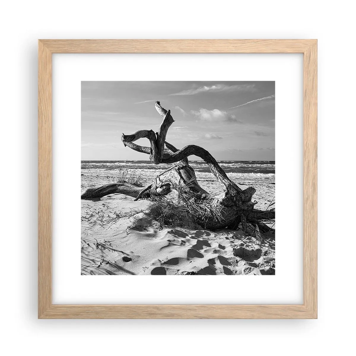 Een poster in een licht eiken lijst - Zee sculptuur - 30x30 cm