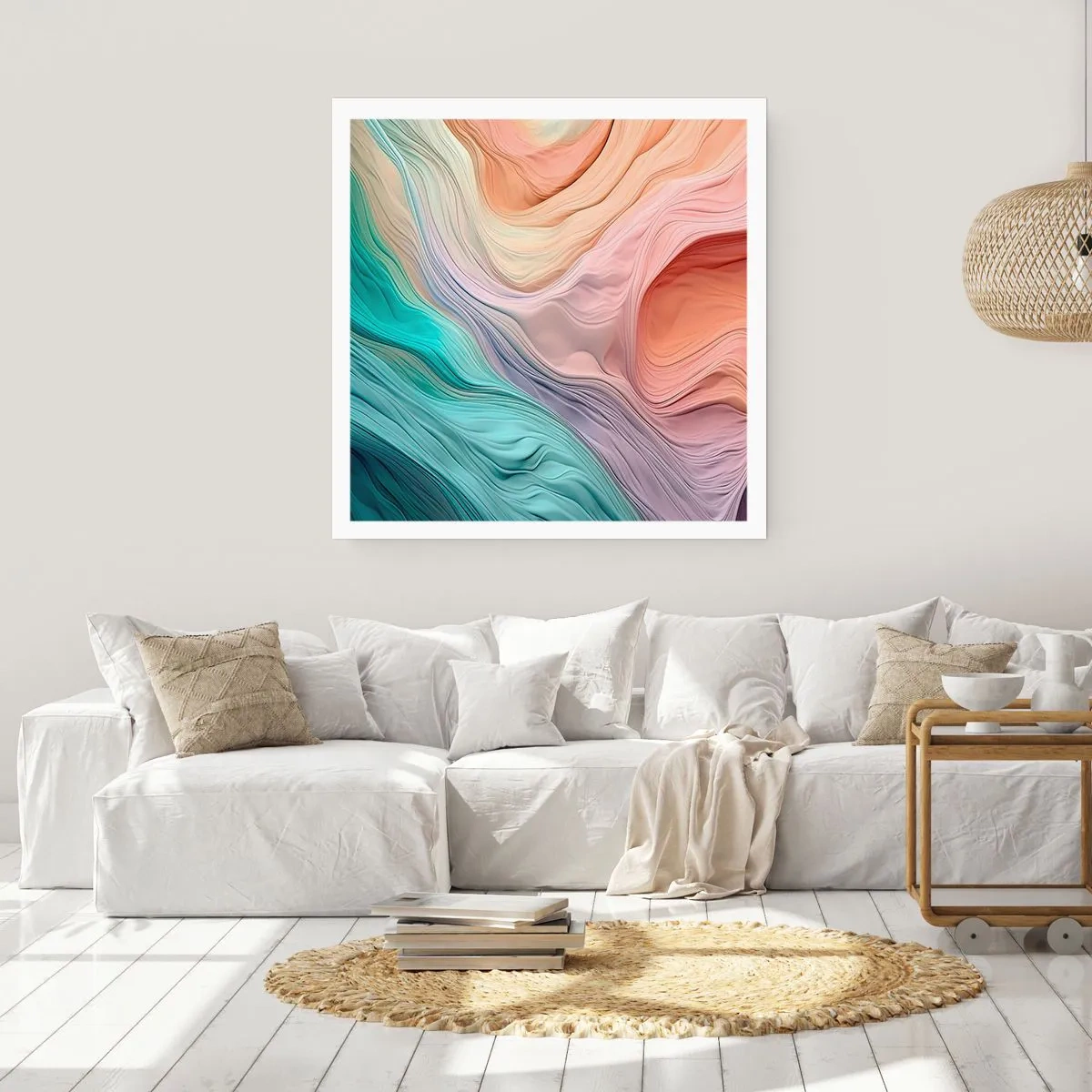 Poster - Regenboog golf - 50x50 cm