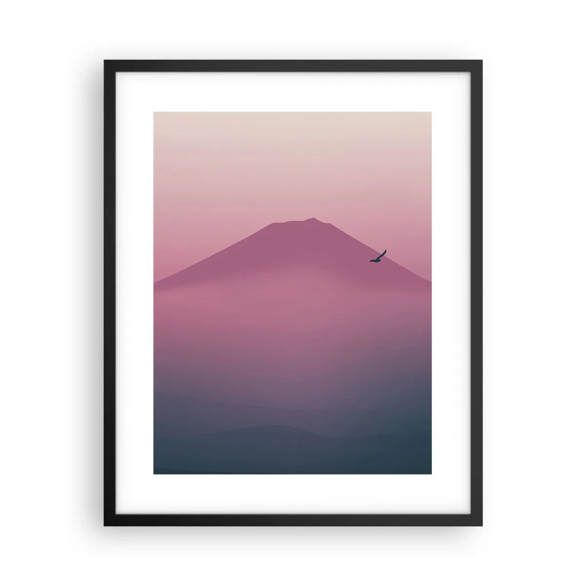 Poster in een zwarte lijst - Wandelaars boven de wolken - 40x50 cm